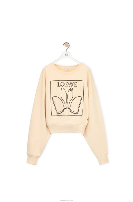 Loewe mujer sudadera con conejito de algodón LP64805 Marfil