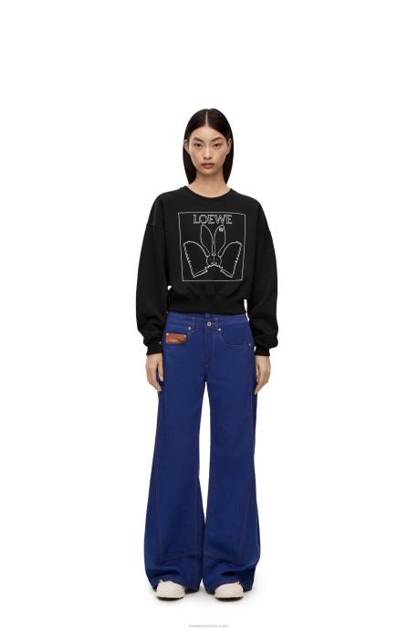 Loewe mujer sudadera con conejito de algodón LP64806 negro