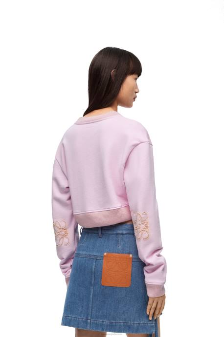 Loewe mujer sudadera corta de algodón LP64778 rosa británica