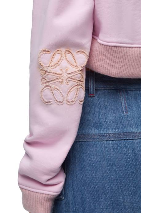 Loewe mujer sudadera corta de algodón LP64778 rosa británica