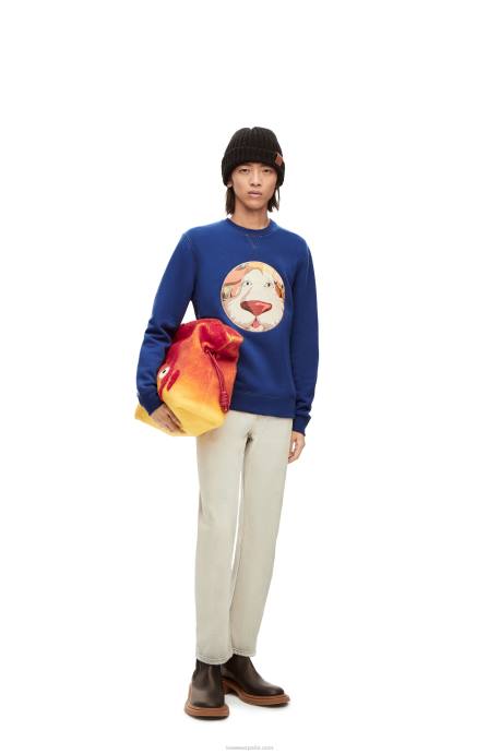Loewe mujer sudadera heen de algodón LP64841 azul índigo