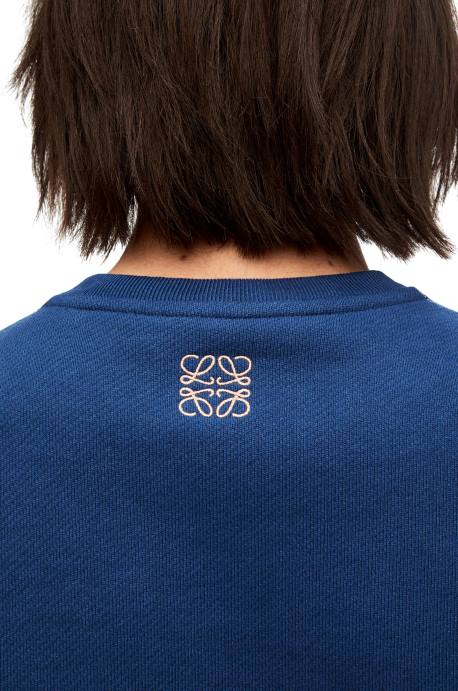 Loewe mujer sudadera heen de algodón LP64841 azul índigo