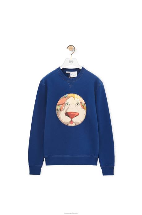 Loewe mujer sudadera heen de algodón LP64841 azul índigo