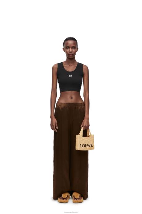 Loewe mujer camiseta corta sin mangas de algodón con anagrama LP64906 blanco negro