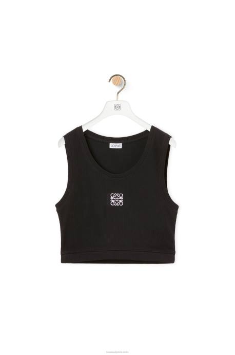Loewe mujer camiseta corta sin mangas de algodón con anagrama LP64906 blanco negro
