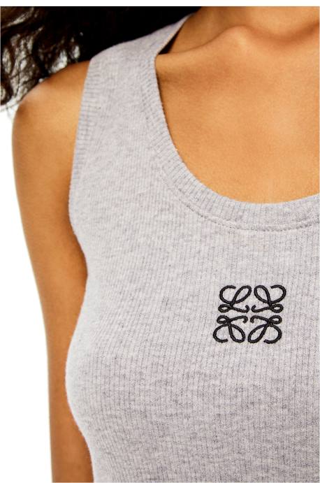Loewe mujer camiseta corta sin mangas de algodón con anagrama LP64950 gris negro
