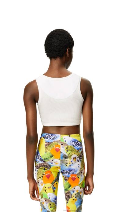 Loewe mujer camiseta corta sin mangas de algodón con anagrama LP64951 blanco