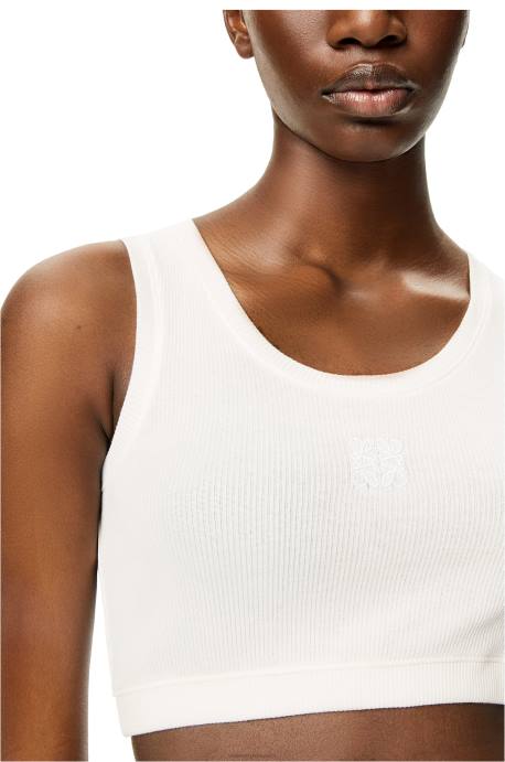 Loewe mujer camiseta corta sin mangas de algodón con anagrama LP64951 blanco