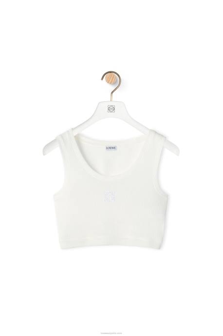 Loewe mujer camiseta corta sin mangas de algodón con anagrama LP64951 blanco