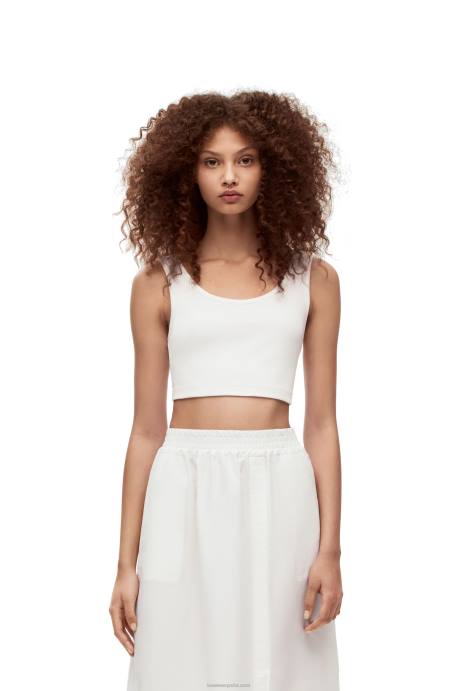Loewe mujer camiseta sin mangas de algodón con adornos LP64785 blanco