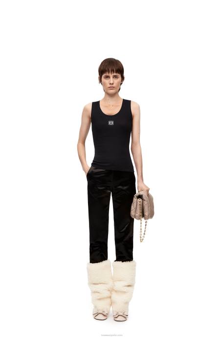 Loewe mujer camiseta sin mangas de algodón con anagrama LP64902 negro