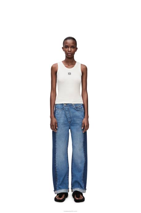 Loewe mujer camiseta sin mangas de algodón con anagrama LP64903 blanco