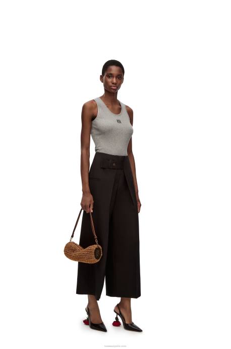 Loewe mujer camiseta sin mangas de algodón con anagrama LP64904 mezcla de grises