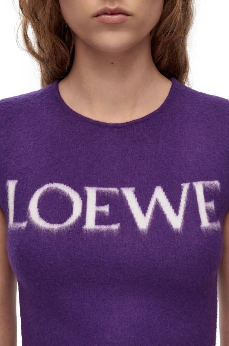 Loewe mujer camiseta sin mangas de lana LP64907 púrpura