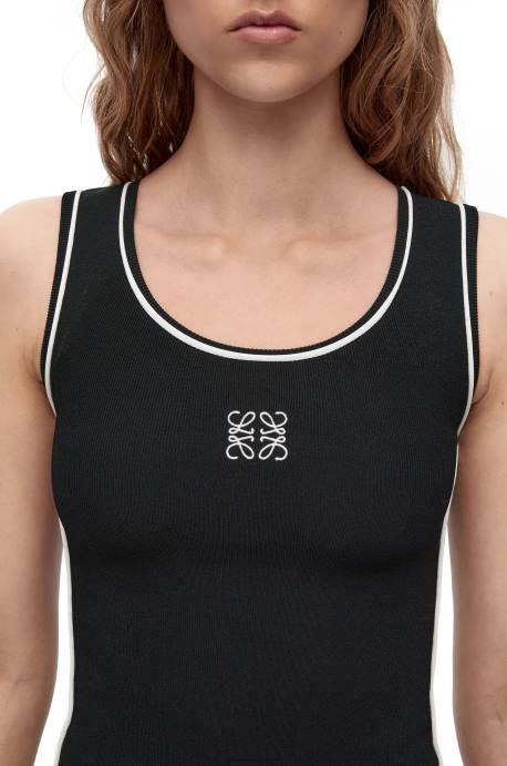 Loewe mujer camiseta sin mangas de viscosa LP64939 negro