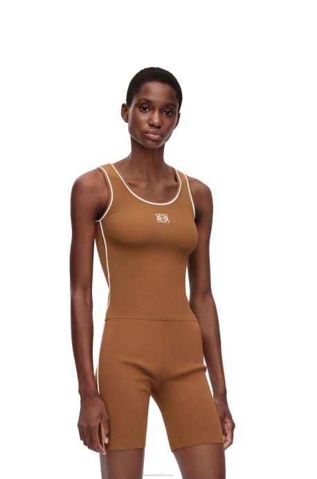 Loewe mujer camiseta sin mangas de viscosa LP64940 marrón