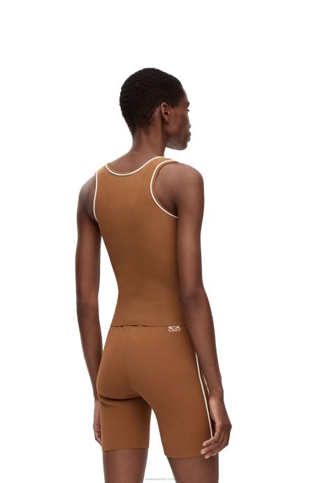 Loewe mujer camiseta sin mangas de viscosa LP64940 marrón