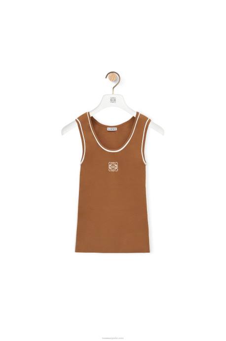 Loewe mujer camiseta sin mangas de viscosa LP64940 marrón