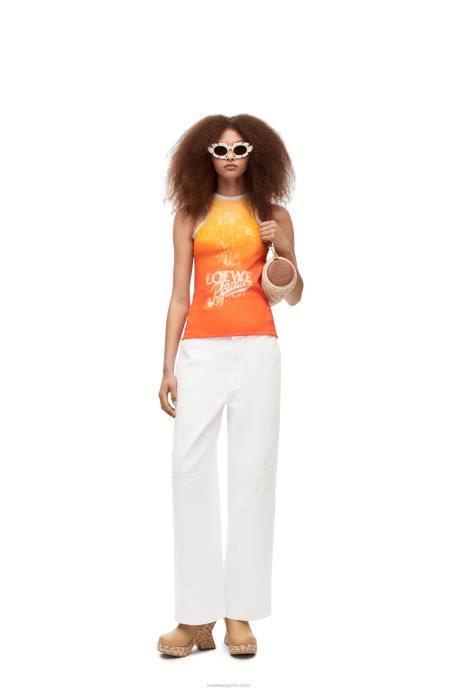 Loewe mujer camiseta sin mangas hinojo de algodón LP64788 Amarillo naranja