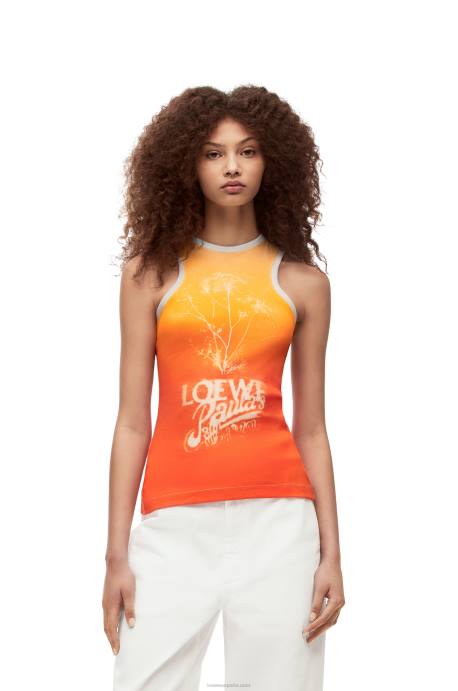 Loewe mujer camiseta sin mangas hinojo de algodón LP64788 Amarillo naranja