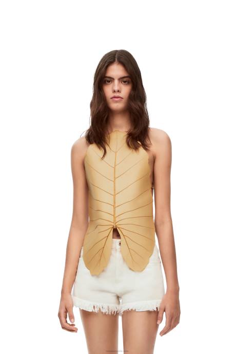 Loewe mujer parte superior de la hoja de alocasia LP64861 beige