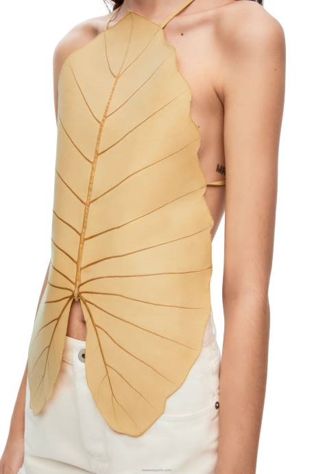 Loewe mujer parte superior de la hoja de alocasia LP64861 beige