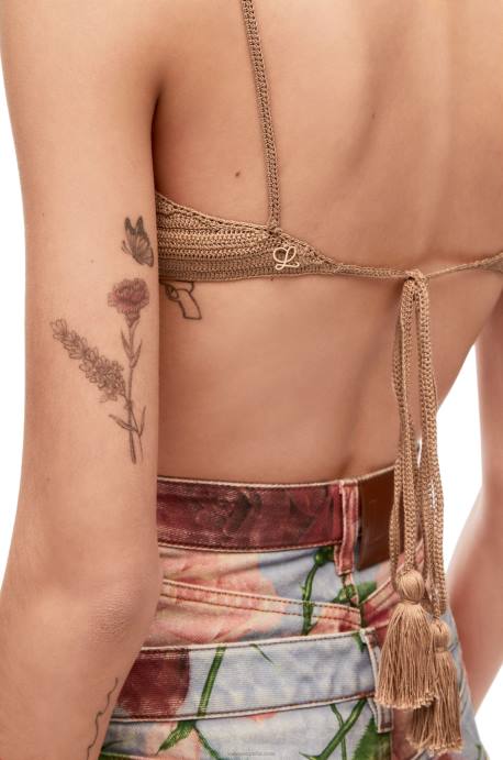 Loewe mujer sujetador de ganchillo en algodón LP64868 beige