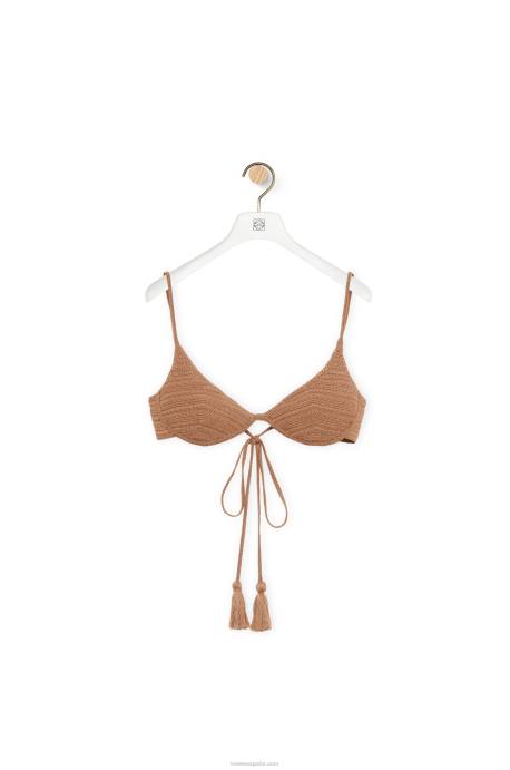 Loewe mujer sujetador de ganchillo en algodón LP64868 beige