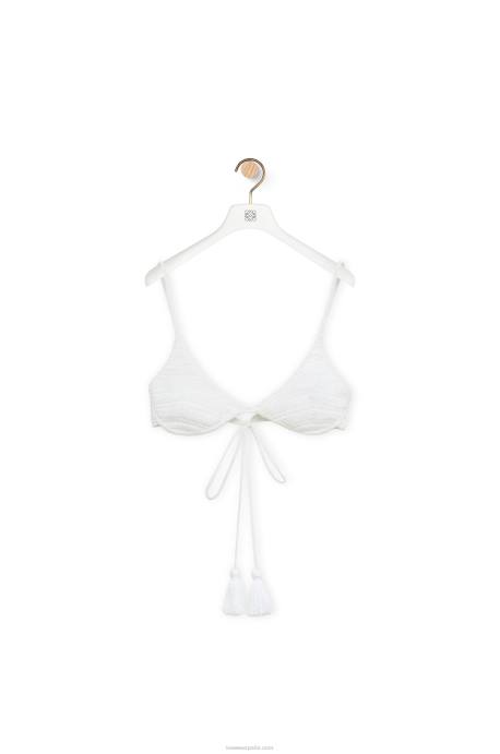 Loewe mujer sujetador de ganchillo en algodón LP64875 blanco