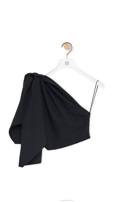 Loewe mujer top asimétrico de algodón LP64873 negro