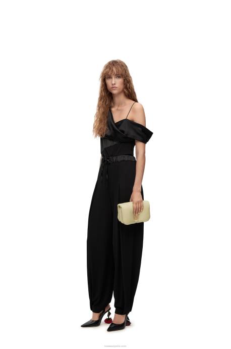 Loewe mujer top asimétrico de raso y crepe LP64914 negro