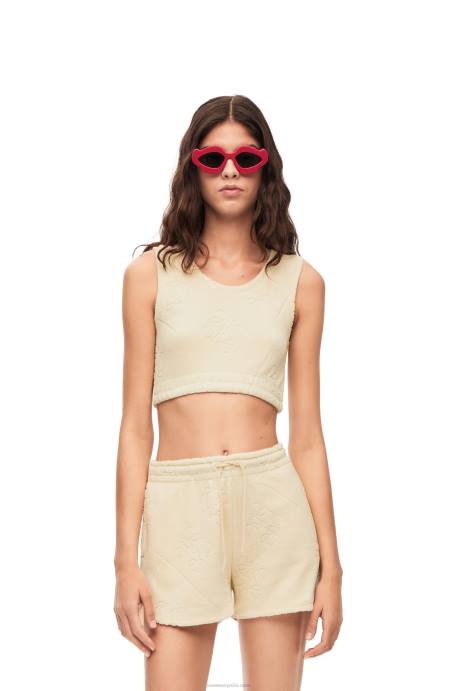 Loewe mujer top de algodón con anagrama en jacquard LP64862 crudo