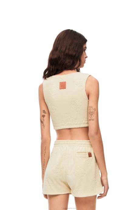 Loewe mujer top de algodón con anagrama en jacquard LP64862 crudo