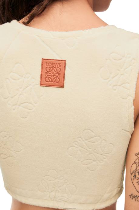Loewe mujer top de algodón con anagrama en jacquard LP64862 crudo
