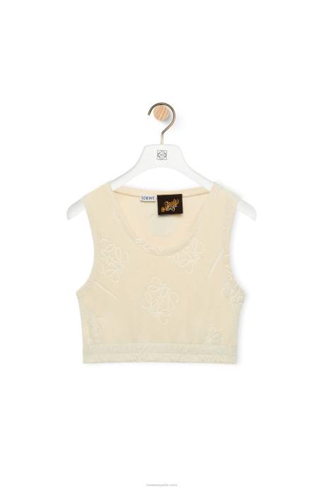 Loewe mujer top de algodón con anagrama en jacquard LP64862 crudo