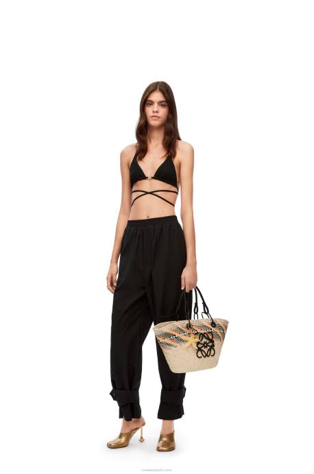 Loewe mujer top de bikini con anagrama en punto técnico LP64948 negro