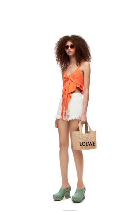 Loewe mujer top de doble capa en viscosa LP64869 naranja brillante