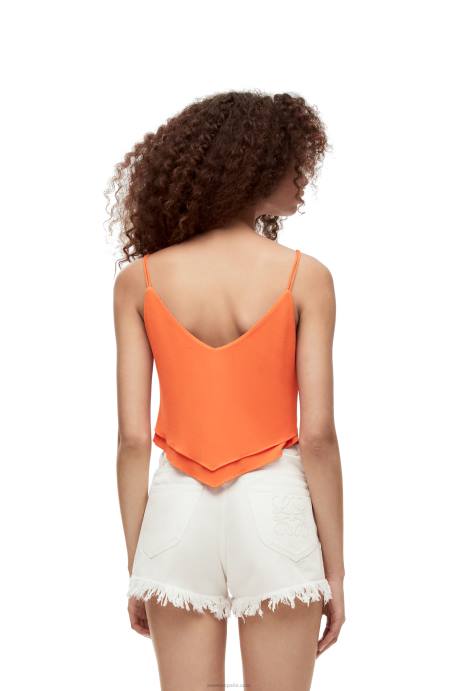 Loewe mujer top de doble capa en viscosa LP64869 naranja brillante