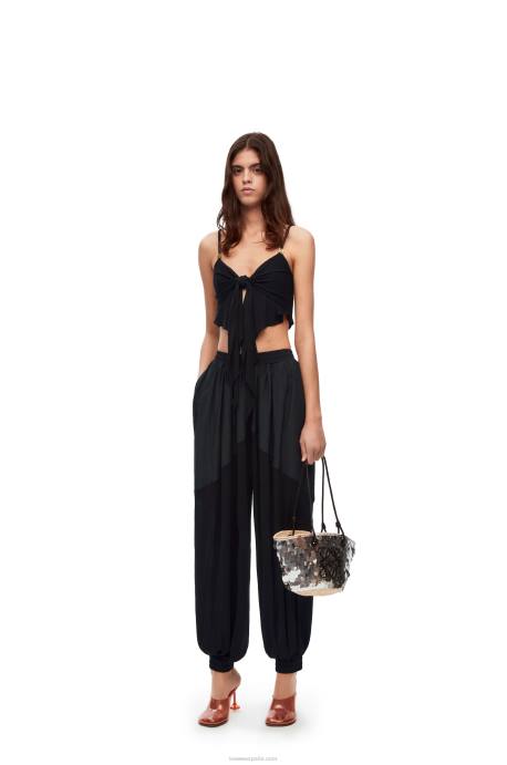 Loewe mujer top de doble capa en viscosa LP64872 negro