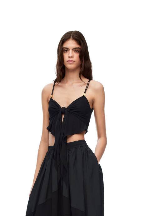 Loewe mujer top de doble capa en viscosa LP64872 negro