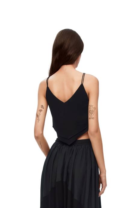 Loewe mujer top de doble capa en viscosa LP64872 negro