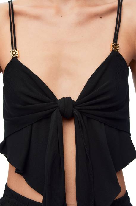 Loewe mujer top de doble capa en viscosa LP64872 negro