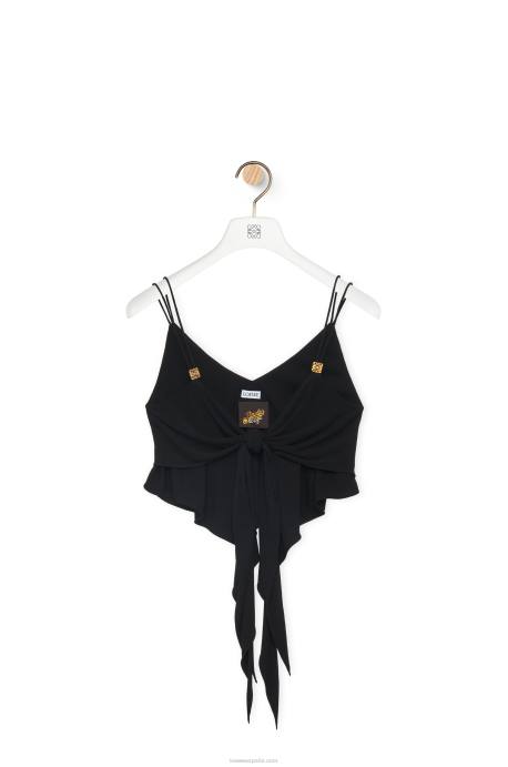 Loewe mujer top de doble capa en viscosa LP64872 negro