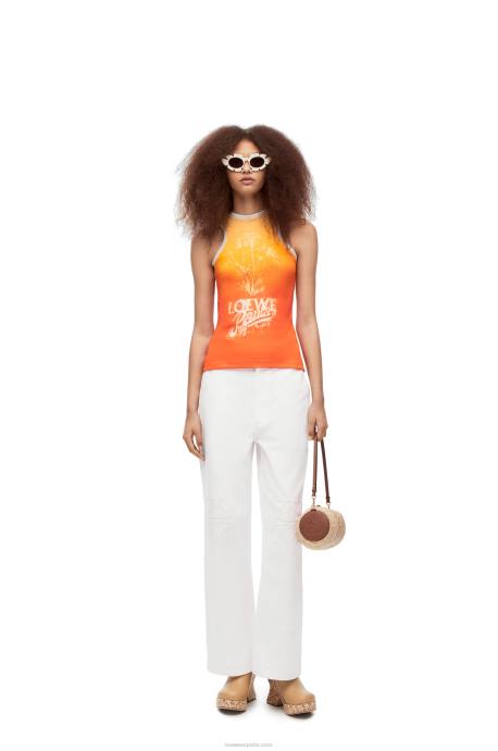 Loewe mujer Vaqueros anchos con anagrama en denim LP641172 blanco