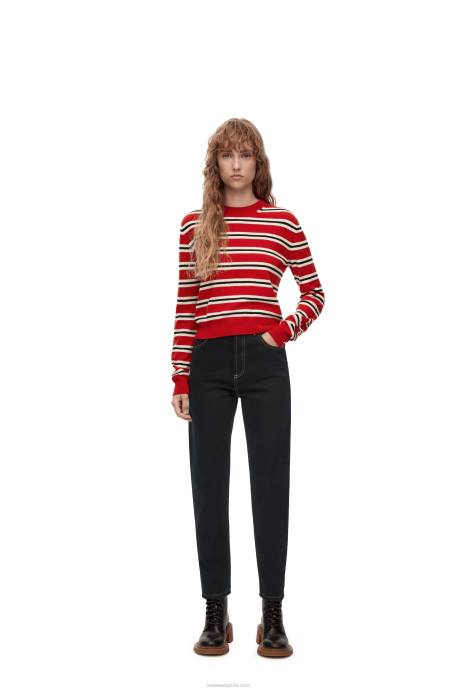 Loewe mujer Vaqueros tapered con bolsillo con anagrama en denim LP641198 negro