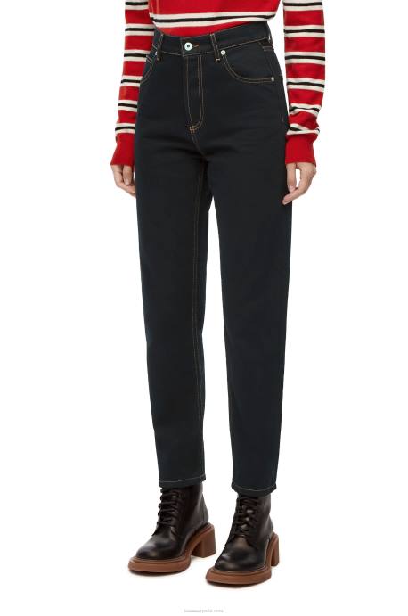 Loewe mujer Vaqueros tapered con bolsillo con anagrama en denim LP641198 negro