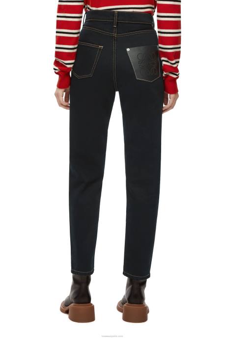 Loewe mujer Vaqueros tapered con bolsillo con anagrama en denim LP641198 negro