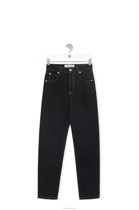Loewe mujer Vaqueros tapered con bolsillo con anagrama en denim LP641198 negro