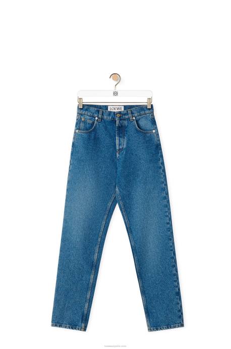 Loewe mujer Vaqueros tapered con bolsillo con anagrama en denim lavado a la piedra LP641200 mezclilla azul