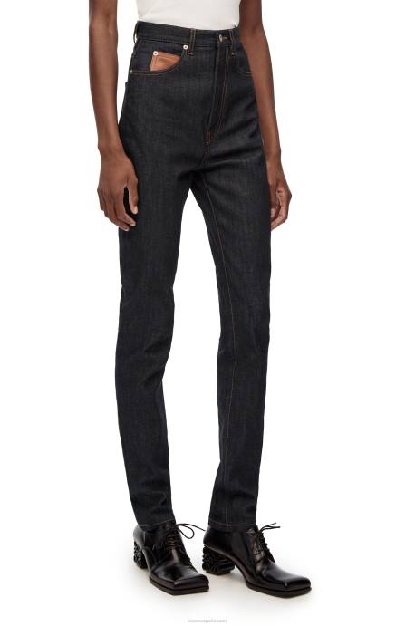Loewe mujer jeans ajustados en mezclilla LP641190 mezclilla cruda